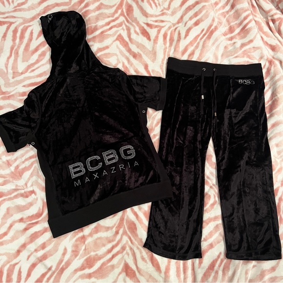 New Large Black BCBG 2-Piece Tracksuit Jacket + Track Capri Pants Set MSRP $160 - Picture 3 of 5